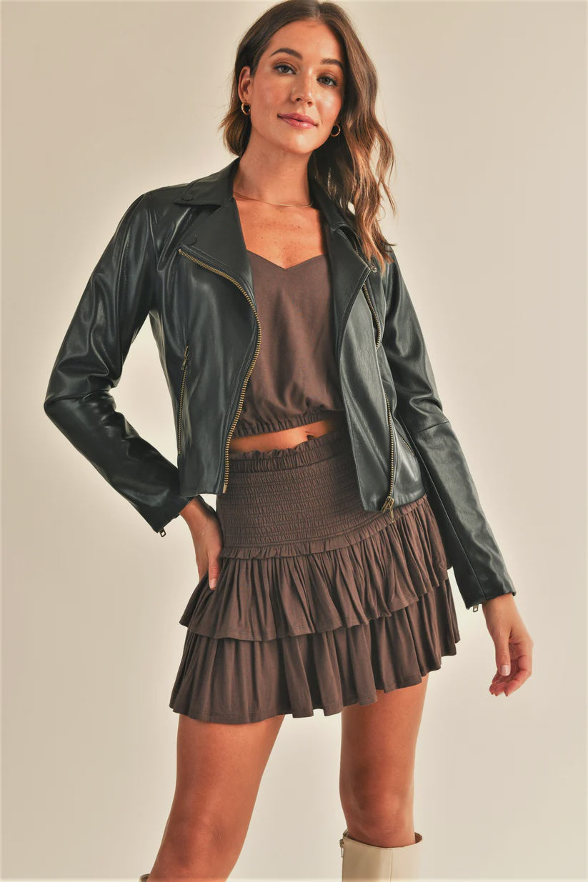 Faux leather biker jacket