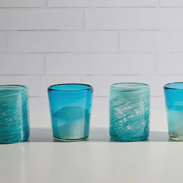 mexican hand blown glass aqua