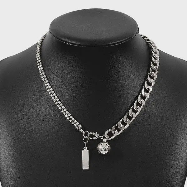 Chains Geometric Rhine Stones Necklaces