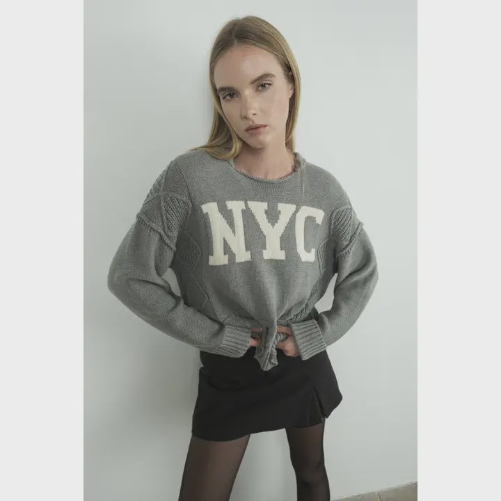 City Letter Front Knitted Sweater