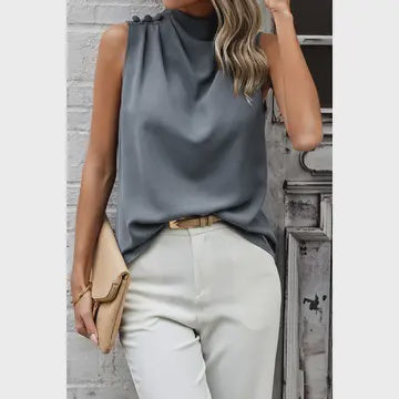 Grey Ruched  button tank