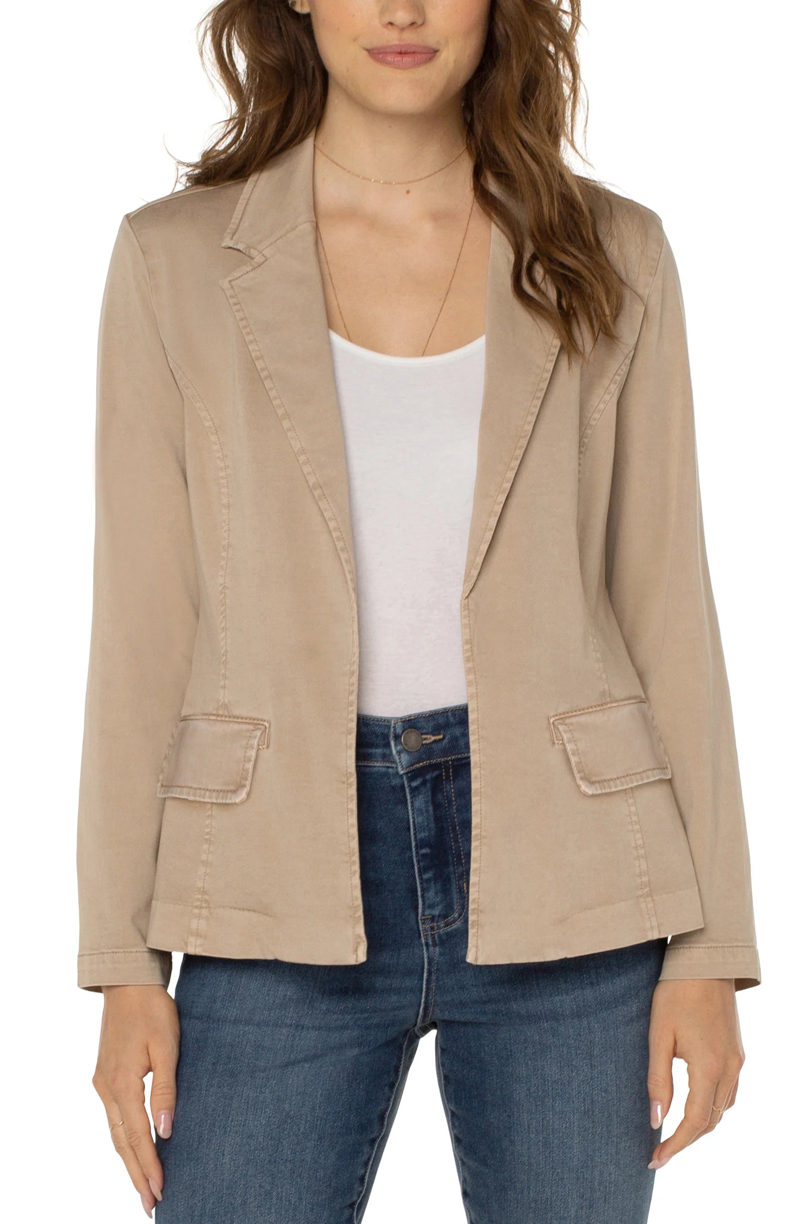 Tan Fitted Blazer.