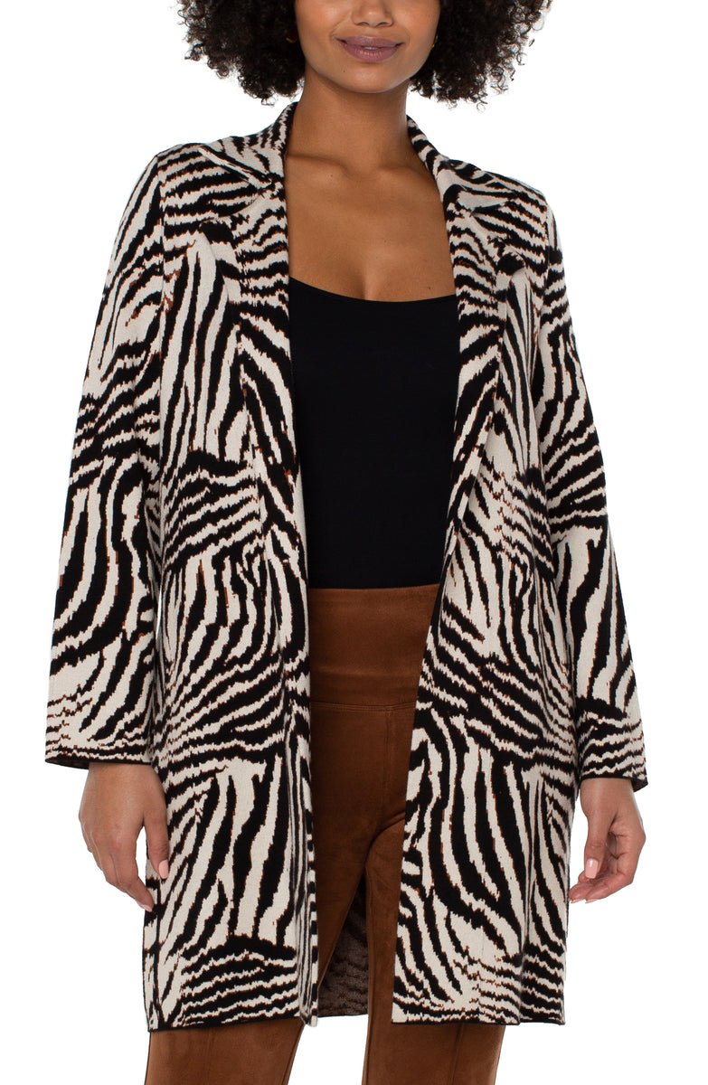 Open Front Sweater Zebra