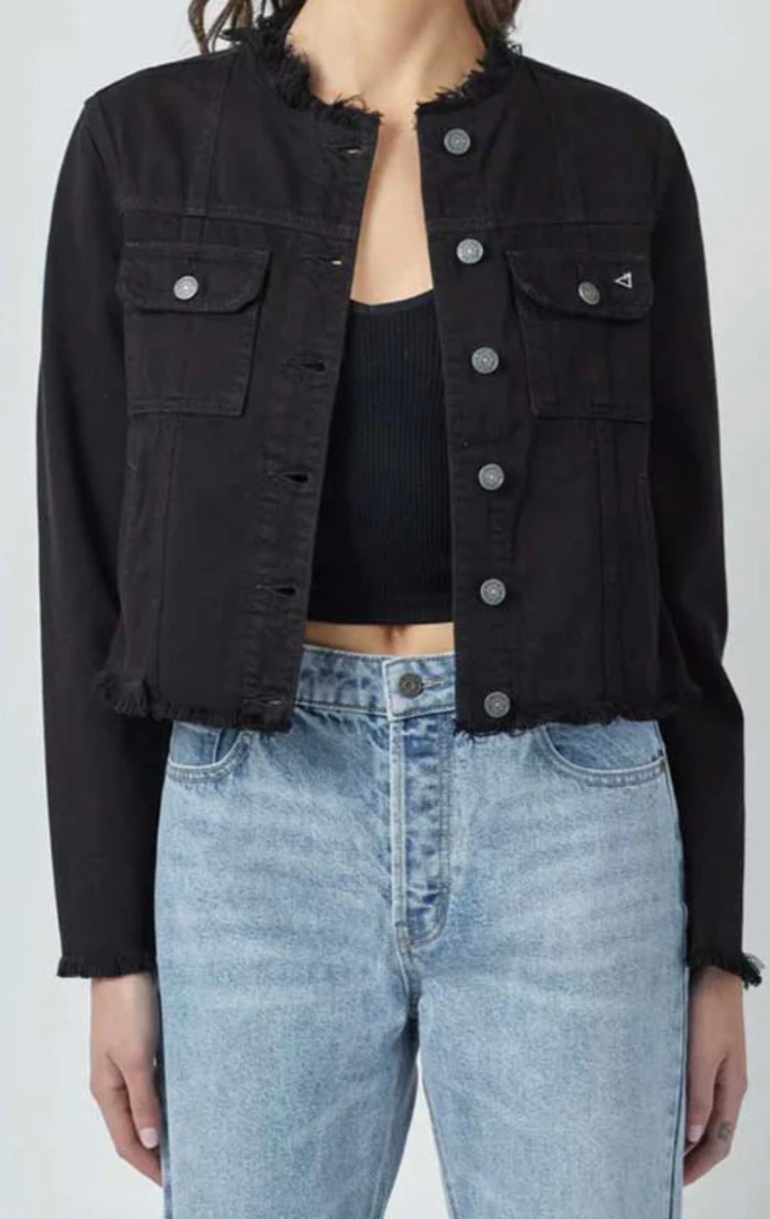 Blk Collarless Jacket