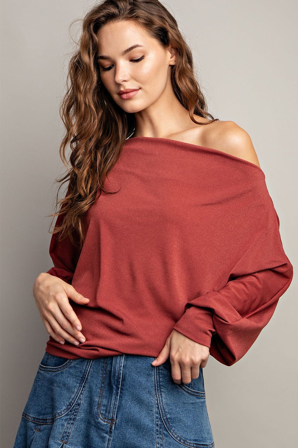 Long Sleeve Off Shoulder Look