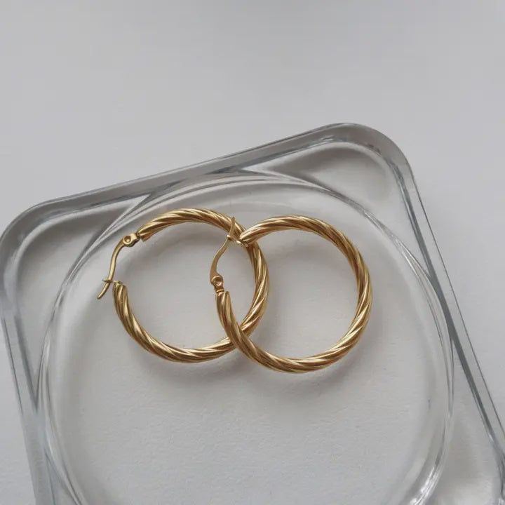 Twisted Gold Hoop