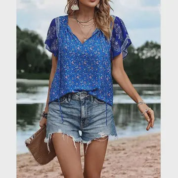 V neck Boho Paisley top