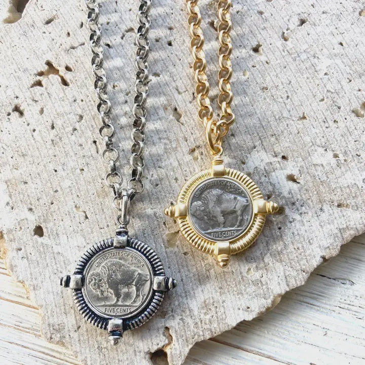 buffalo coin adjustable necklace