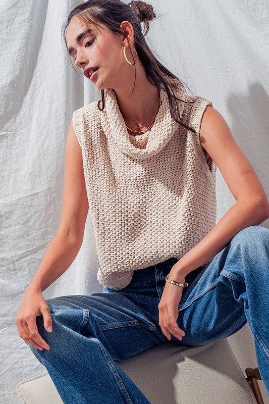 Hailee cowl neck crochet top