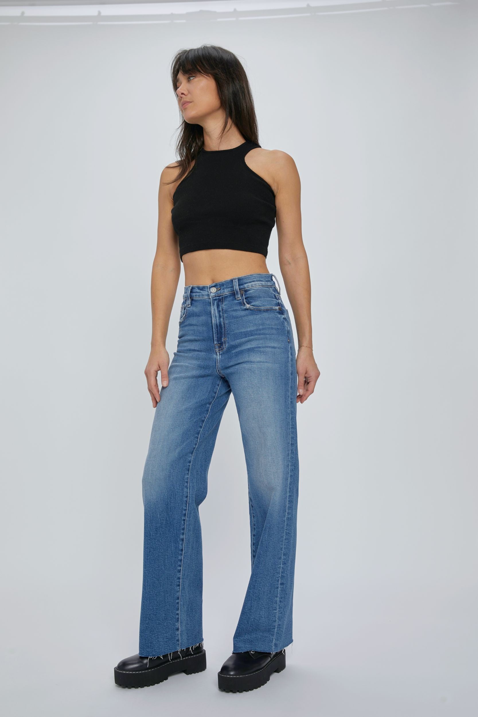 Logan High Waist Dad Jeans med dark