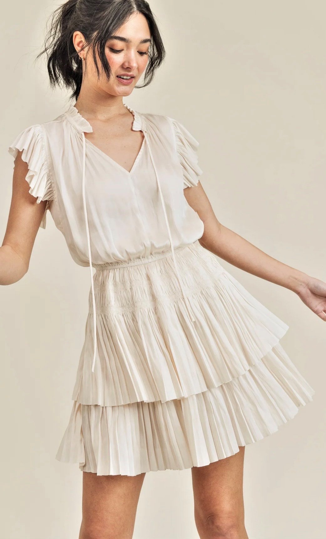 Short Sleeve Ruffle Dress