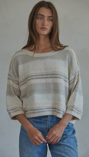 knit striped sweater top