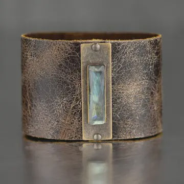 2" leather cuff w / semi  brown