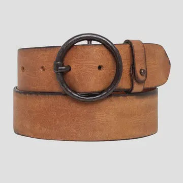 Leather belt with gunmetal Buckel