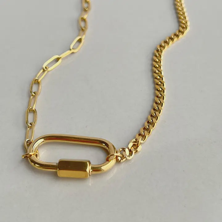 Carabiner mix metal chain gold