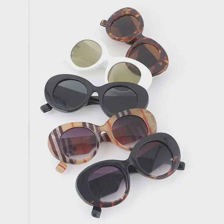 Mix color oversize reto oval sunglasses