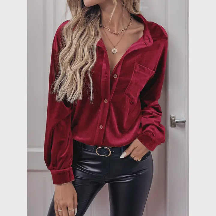 Velvet button up