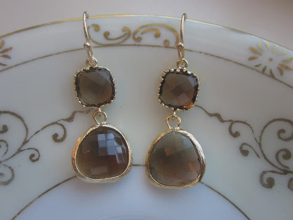 two tier smoky brown earings