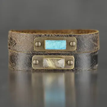 Leather stacker cuff w/ semi