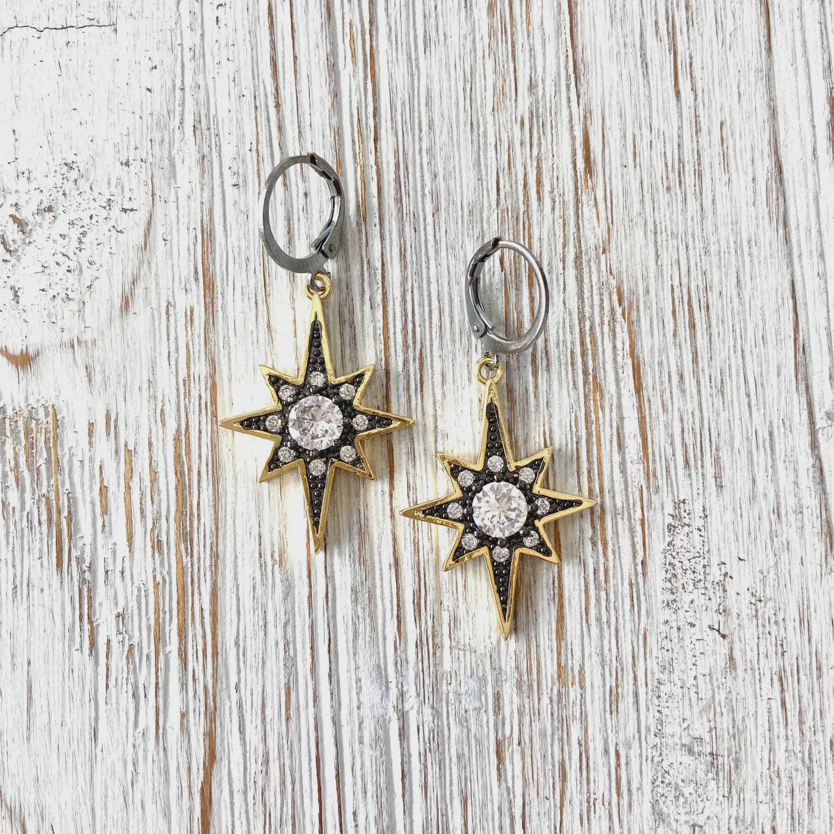 starburst gold earings