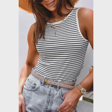 White striped ribbed tank top